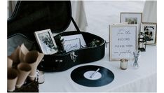 a record player and other items on a table