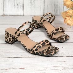 Brown/Black Leopard Print Strappy Heeled Sandals. Block Heel, Low 1.7 Inch Heel. Suede. Size: 7.5 New 7 Inch Heels, Black Leopard Print, Strappy Sandals Heels, Black Leopard, Heeled Sandals, Black Tan, Black And Tan, Women's Shoes Sandals, Block Heels