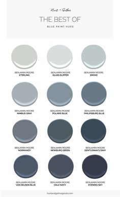 the best paint colors for your home and their names are in white, blue, gray, and black