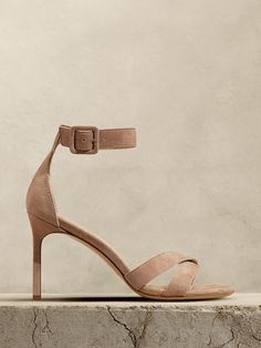 Terrazzo Suede High-Heel Sandal | Banana Republic Leather High Heel Sandals With Single Strap, Elegant Suede Sandals With Ankle Strap, Leather Double Strap Sandals With Wrapped Heel, Elegant Suede Ankle Strap Sandals, Chic Suede Sandals With Heel Strap, Chic Suede Heels With Buckle Closure, Suede Sandals With Buckle For Evening, Suede Sandals With Buckle Closure For Evening, Suede Heels With Heel Strap And Single Toe Strap