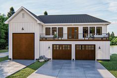 this is an artist's rendering of a two - story house with garages