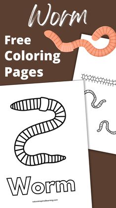 two coloring pages with worms and worms on them