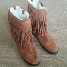 Like New Condition, Beautiful Worn Once Booties Lining In Great Condition Size 39 Will Fit Best Us 8/5 Tassels Are Removable Made In Brazil Tassel Ankle Boots, Schutz Booties, Made In Brazil, Suede Boots, Bootie Boots, Brazil, Tassels, Ankle Boots, Like New