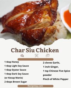 the menu for char siu chicken is shown