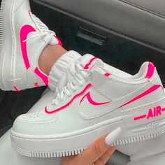 Pink Nike Air, Air Force 1 Shadow, Custom Nike Shoes, Nike Shoes Jordans