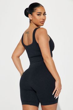 Available In Black, Brown, And Olive. 2 Piece Set Bra Top Scoop Neck Line Padded Cups Biker Shorts High Rise Seamless Ribbed 92% Nylon 8% Spandex Imported | Your Go To Lounge Short Set in Black size Small by Fashion Nova Promotional Events, Lounge Shorts, Bra Top, Short Set, Biker Shorts, 2 Piece Set, Bra Tops, Short Sets, 2 Piece