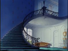 an animated image of a staircase in a house