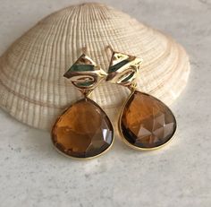 Brown Stone Earrings, Gold Stud Teardrop Earrings, Smoky Topaz Earrings, November Birthstone, Bridesmaid Gift, Gift for Wife, Daughter. BFF Gold Faceted Earrings For Anniversary, Stone Earrings Gold, Smoky Quartz Earrings, Smoky Topaz, Brown Stone, Topaz Earrings, November Birthstone, Gold Stud, Quartz Earrings