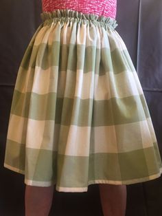 Paper Bag Skirts. Green checked cotton. Skirts Green