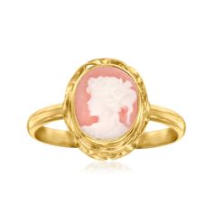 Italian Pink Porcelain Cameo Ring in 18kt Gold Over Sterling | Ross-Simons Skeleton Ring, Pink Porcelain, Fine Jewelery, Cameo Jewelry, Cameo Ring, Natural Gold, Classic Engagement Rings, Girly Jewelry, Classic Ring