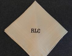 Set of 2 monogrammed men's handkerchiefs. They have three initials monogrammed in the corner. These handkerchiefs make a great gift for men for any occasion. The are great for weddings for the father of the bride, for the groom, for Father's Day, Christmas, or any occasion. They can be customized with names, dates, poems, etc. for an extra charge. Please list the initials to be monogrammed in first, middle and last order. Also please note the color of thread you would like the initials stitched Classic Rectangular Handkerchiefs For Gifts, Classic Rectangular Handkerchiefs As Gifts, Classic Wedding Pocket Square Handkerchief, Classic Handkerchiefs With Initials For Wedding Gift, Classic Monogram Handkerchiefs For Wedding Gift, Classic Personalized Handkerchiefs For Anniversary, Classic Personalized Handkerchiefs For Gifts, Classic Personalized Handkerchiefs As Gift, Bride Handkerchief