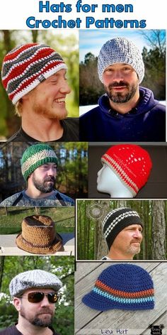 several hats for men crochet patterns