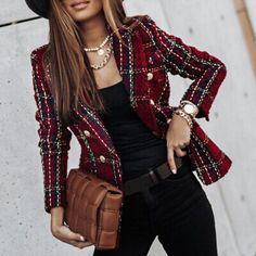 Women Plaid Coat Formal Double Breasted Shacket Jacket Slim Fit Blazer American | eBay Double Breasted Cardigan, Blazer Casual, Womens Jackets Casual, Satin Jackets, Long Sleeves Coats, Printed Blazer, Womens Blazers, Looks Chic, Printed Cardigan