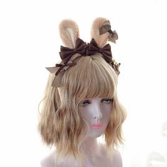 Option: Bear ears Rabbit ears Handmade bear headband. Bear Headband, Bear Ears, Rabbit Ears, Ear Headbands, Lolita Dress, Wigs