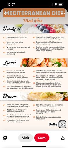 Dash Diet, Diet Food List