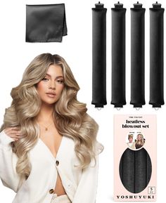 PRICES MAY VARY. GET CURLS WITHOUT HAIR DAMAGE: Traditional heated rollers hair styling accessories tools can cause damage to hair over time, but these heatless hair curlers rollers offer a healthier alternative, promoting stronger and healthier hair. Adorn yourself with a true original overnight heatless curls headband. Each hand-assembled piece overnight hair curlers wand carries its own distinct charm, reflecting the love and craftsmanship poured into its creation. HEATLESS CURLING SET FOR AL Blowout Rollers, Rollers For Long Hair, Overnight Heatless Curls, Long Hair Volume, Blowout Look, Jumbo Rollers, Hair Curler Wand, Hair Wraps For Sleeping, Curlers For Long Hair