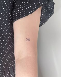 a small tattoo on inner upper arm, the number 24 in roman numerals font 28 Number Tattoo, Tattoo Fonts Ideas, Tattoo Number Fonts, 24 Tattoo, Number Tattoo Fonts, Small Tattoo Placement, Tattoo Number, Number Tattoo, Number Tattoos