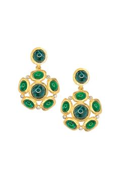 This hammered satin gold pierced earring with emerald cabochon clusters and clear crystal accents creates the perfect vision for a night out in the town or a formal event.    2 Inches Long Perfect Vision, Emerald Cabochon, Sassy Hair, In The Town, Accessories Jewelry Earrings, Fabulous Fashion, Kenneth Jay Lane, Clip Earrings, Women Accessories Jewelry