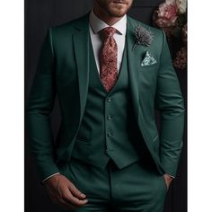 Category:Suits; Embellishment:Pocket; Season:Spring, Fall, Winter, Summer; Fabric:TR; Front Closure:Single-Breasted Buttons; Includes:Vest,Pants,Jacket; Occasion:Wedding; Fit Type:Slim Fit; Jacket Buttons:Single Breasted One-button; Jacket Vents:Single (Center); Jacket Pockets:Straight Flapped; Vest Buttons:4; Pattern:Solid Colored; Neckline:Notch; Listing Date:10/13/2023; Production mode:External procurement; Pant Length:; Pants Waist:; Shoulder Width:; Sleeve Length:; Bust:; Hips:null; Clothin Prom For Guys, Tuxedo Shirt Men, Prom Suits For Men, Cheap Suits, Womens Basic Tops, Mens Outdoor Jackets, Suits Wedding, Classic Clothing, Trench Coat Men