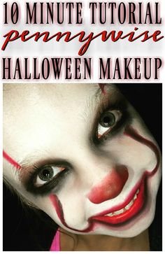 How To Do Pennywise Makeup, Clown Costume Diy Scary, Kids Creepy Clown Makeup, Diy Scary Clown Makeup, Diy Pennywise Costume Kids, Pennywise Makeup Boy, Zombie Clown Makeup, Creepy Clown Makeup For Kids, Scary Clown Makeup For Kids