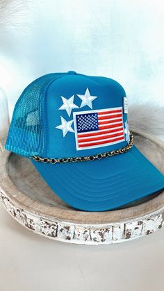 This Trucker Hat Is A NEED For July 4th! Memorial Day Trucker Hat, 4th Of July Trucker Hats With Patches, Fourth Of July Trucker Hats, Usa Trucker Hat, 4th Of July Trucker Hats, Patched Trucker Hat, Trucker Hats With Patches, Trucker Hat Ideas, Mom Embroidery