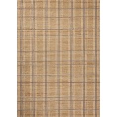 an area rug with brown and tan plaid pattern on the side, in front of a white background