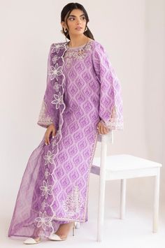 Mohagni PLS-109 Tulip Collection 2024 Purple Chikankari Embroidery Sets For Summer, Purple Chikankari Embroidered Sets For Summer, Purple Straight Kurta Set For Spring, Traditional Purple Sets For Spring, Summer Purple Sets With Chikankari Embroidery, Purple Cotton Sets With Printed Motifs, Elegant Purple Cotton Sets, Traditional Purple Lawn Suit For Summer, Elegant Purple Cotton Lawn Suit