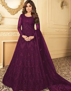 Purple Anarkali style Suits Butterfly Net Salwar Kameez in Embroidery, Daimonds & Lace Work:Arabic Attire #salwarkameezimage #salwarkameezstore #salwarset #churidarsuitdesign #indiansalwarsuitsdesigns #trendysuitsforladies #salwarkammez #suitsinindia #newindiansuits #buysalwarsuitsonline #indiansalwarkameezonlinefreeshipping #designersalwarkameezonlineusa #designersalwars #newshalwarkameezdesign Purple Anarkali, Net Anarkali, Shamita Shetty, Designer Anarkali Dresses, Anarkali Dresses, Long Anarkali, Designer Anarkali Suits, Gown Suit, Abaya Style