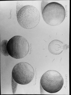 four different types of planets are shown in black and white, one is drawn on paper