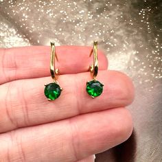 These have some wear of the vermeil in some spots. The earrings are in overall good condition. They are signed but I do not know the maker Fort Sill, Lab Created Emerald, The Maker, Pierced Earrings, Last Minute Gifts, Earings Piercings, Jewelry Earrings Dangle, Dangle Drop Earrings, Emerald