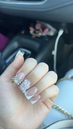 #nails#graduation #shortnailsdesign Latina Short Nails, Nails Designs Short, Nails Diamonds, Nails Graduation, Acrylic Nail Designs Classy, Glitter Nail Designs, Natural Nails Manicure, Teen Nails, Acrylic Nails Nude