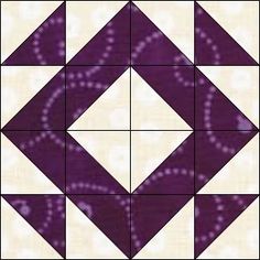 a purple and white quilted design with squares