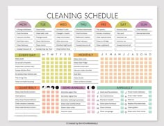 the cleaning schedule is shown in this printable