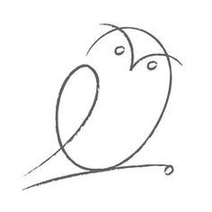 a drawing of an owl sitting on top of a tree branch with its eyes closed