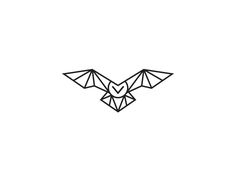 an origami bird is shown in the shape of a geometric pattern on a white background