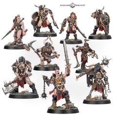 the warhammers are painted in different colors and sizes