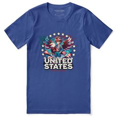 Celebrate America! Designed for breathable warmth and comfort. This T-shirt is everything you've dreamed of and more. It feels soft and lightweight, with the right amount of stretch.NOTESTracking numbers are available once the item arrives in the destination country. Please refer to our sizing chart and double-check your selection before placing your order. Comfortable Blue T-shirt With Graphic Print, Patriotic T-shirt With Screen Print In Relaxed Fit, Patriotic Relaxed Fit T-shirt With Screen Print, Relaxed Fit T-shirt Made In Usa For Streetwear, Patriotic Relaxed Fit T-shirt Made In Usa, Blue T-shirt With Graphic Print, Comfortable Fit, Comfortable Fit Blue T-shirt With Graphic Print, Retro Quotes, Anime Streetwear