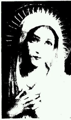 a black and white image of the virgin mary