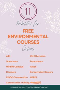 the front cover of an information booklet for free environmental courses, including plants and trees