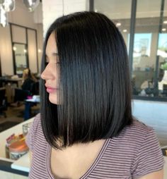 Short Shoulder Length Hair, One Length Haircuts, One Length Hair, Dunner Wordend Haar, Straight Hair Cuts, Short Straight Hair, Girl Haircuts