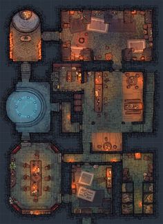 The Underground Outpost Battle Map Underground Tavern, Dungeon Ideas, Dnd Items, Dnd 5e Homebrew