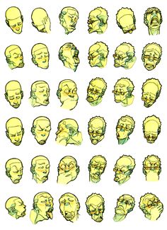 a bunch of cartoon heads with different expressions