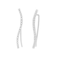 Delicate and gorgeous, these 10k white gold diamond accent ear climber french wire earrings are a must-add to your fine jewelry collection.Click on this JEWELRY & WATCHES GUIDE to learn about fit, styles, materials and more! Backings: wire Metal: 10k white gold Finish: polished Packaging: boxedDIAMOND DETAILS Total weight: less than 1/10 ct. Shape: round Setting: prong Diamond weights are approximate. Diamond total weights may vary between .01 and .08 ct. Some diamonds have fewer than 17 facets. French Wire Earrings, Ear Climber, Ear Climbers, French Wire, Fine Jewelry Collection, Wire Earrings, White Gold Diamonds, Gold Finish, Gold Diamond