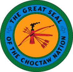 the logo for the great seal of the choctaw nation, with arrows pointing in different directions