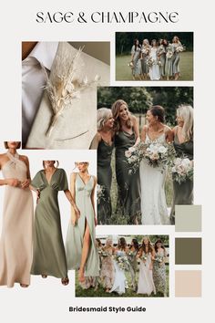 bridesmaid style guide for sage and champagne