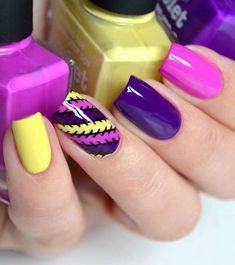 Watermelon Nail Art, Red Nail Art Designs, Multicolored Nails, Yellow Nail Art, Nagellack Trends, Colorful Nail Art, Geometric Nail, Her Nails, Trendy Nail Art