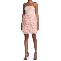 New With Tags $595color: Seashell Detailsa Fluffy Ruffle Skirt Contrasts The Sleek, Strapless Bodice Of This Attention-Grabbing Dress.- Strapless- Back Zip Closure- Ruffle Skirt- Lined- Approx. 26" Length- Importedfiber Content100% Polyestercaredry Clean Elegant Strapless Dress With Ruffled Skirt For Summer, Strapless Fitted Ruffle Dress For Evening, Chic Ruffle Evening Dress For Spring, Chic Spring Ruffle Evening Dress, Elegant Strapless Ruffle Dress, Strapless Ruffled Mini Dress For Gala, Strapless Mini Dress With Ruffles For Gala, Spring Feminine Evening Dress With Ruffles, Strapless Evening Dress With Ruffled Skirt