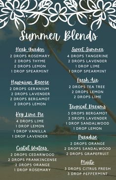 Essential Oil Blends for Every Need Island Essential Oil Blend, Essential Oil Recipes Spa Smell, Pina Colada Essential Oil Blend, Essential Oil Blends For Bathroom, Yankee Candle Essential Oil Blends, Clean House Essential Oil Blend, Sandlewood Essential Oil Blends, Bay Rum Essential Oil Blend, Summer Essential Oil Blends