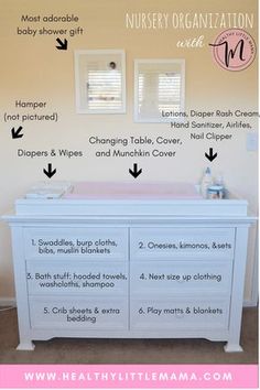 a baby changing table with instructions to make it look like a nursery dresser or changing table