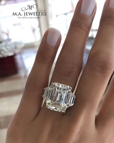 Utterly Gorgeous Engagement Ring Ideas ★ engagement ring ideas three stone rings emerald cut ring Engagement Ring Upgrade, Nerdy Engagement Rings, Wide Band Wedding Ring, Rings Emerald Cut, Engagements Rings, Wide Band Engagement Ring, Engagement Ring Ideas, Tiffany Engagement, Rings Emerald